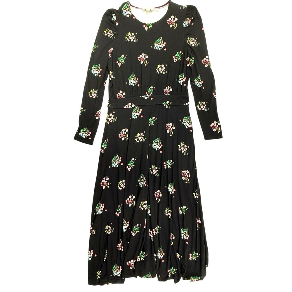 Boden Bouquet Floral Jersey Knit Dress Women 6 Petite Floral Midi Maxi Viscose - Picture 2 of 12